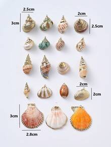 1-10 chiếc thời trang vỏ sò mạ vàng tự nhiên, mặt dây chuyền động vật thân mềm biển cho vòng cổ tự làm, hoa tai, móc chìa khóa, đồ trang trí bể cá, đồ trang sức quà tặng cho cặp đôi - Nhiều màu - Xem 11
