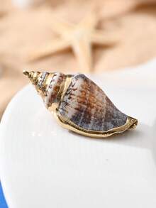 1-10 chiếc thời trang vỏ sò mạ vàng tự nhiên, mặt dây chuyền động vật thân mềm biển cho vòng cổ tự làm, hoa tai, móc chìa khóa, đồ trang trí bể cá, đồ trang sức quà tặng cho cặp đôi - Nhiều màu - Xem 10