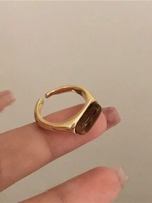 1 chiếc nhẫn hở thời trang tối giản phong cách Pháp màu nâu cổ điển dành cho phụ nữ, tiệc tùng và phụ kiện - Nhiều màu - Xem 3