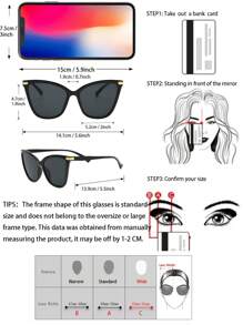 3 件装女士猫眼潮流镜框经典时尚塑料黑豹纹防紫外线太阳镜适合日常旅行日常服装配饰海滩配饰女士太阳镜墨镜 - 彩色 - 查看 7