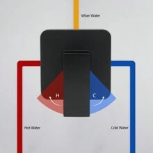 YUNRUX Concealed Fitting Shower Fitting Mixer Tap Concealed Shower Bathroom Fitting, Black, Chrome-Plated, With Handle + Panel - Black - View 6