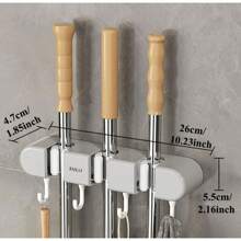 1pc ABS Mop Organizer Holder, Strong Sticky Multifunctional Mop And Broom Storage Hooks - Wall Mounted Punch-Free Adhesive Holder With Easy Installation, Household Cleaning Tool Rack Organizer, Bathroom Kitchen Garden Toilet Multifunctional Tool Storage Clip, Cleaning Accessories, Household Gadgets,Bag,Organizer,Storage,Kitchen