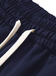 6pcs Spring & Autumn New Solid Color Elastic Waist Drawstring Men Jogger Sweatpants, Straight Leg Trousers