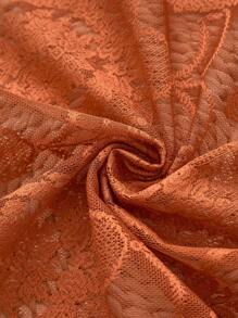 1pc Luxury Solid Color Lace Curtain Sheer Window Decoration - Orange - View 4