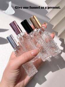 1/3pcs 12ml Exquisite Refillable Aluminum Spray Tip Glass Bottle Diamond Pattern Small Perfume Atomizer Bottle For Travel Cologne Perfume Pump Box Bottle Portable, Room, Bedroom, Daily Applicable Bottle, Perfume Bottle