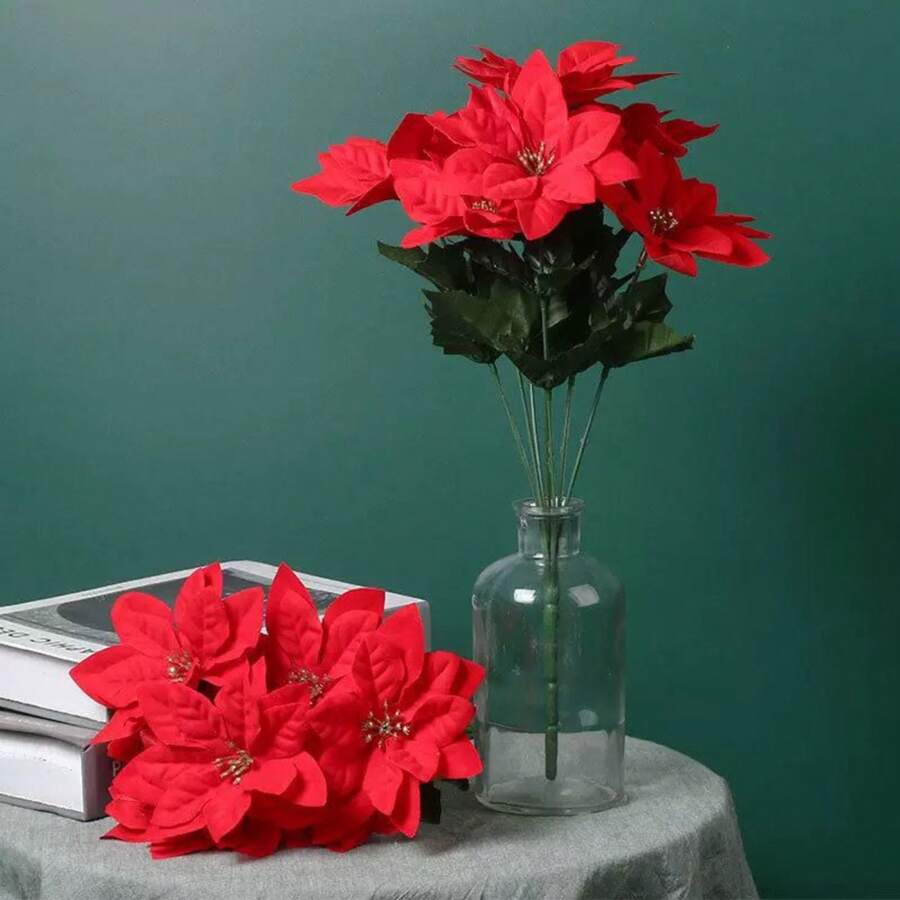 1/3/5 Pcs Christmas Parrot Beak Artificial Flower Bouquet With 5/7 Flowers For Christmas Decoration And Arrangements - 7 bông hoa 35CM - Xem 1