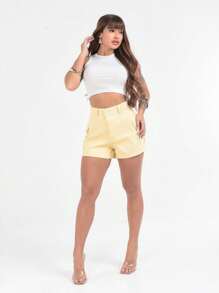 MILLE MODAS WOMEN'S CARGO JEANS SHORTS - Yellow - View 6