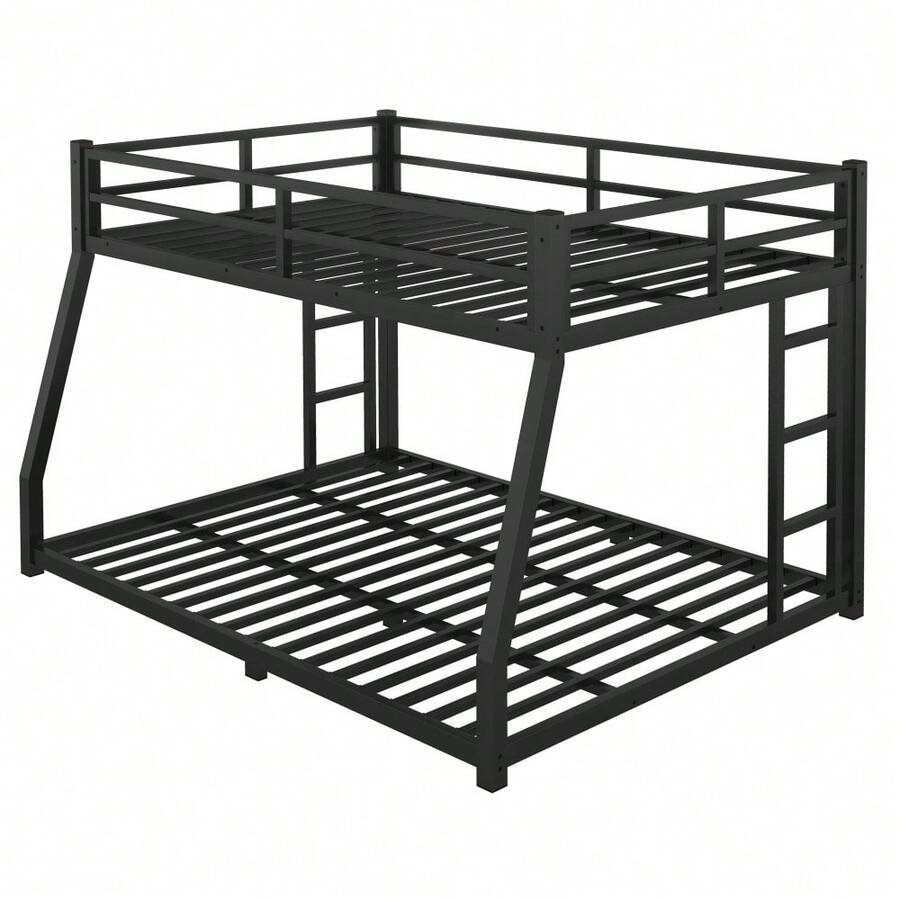 Metal Bunk Beds, Suitable For Teens And Adults, Space Saving/Noise Reduction/No Spring Required, Ladders On Both Sides, Sturdy, Black - 黑色+金屬+全XL - 查看 1