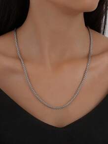 1pc S925 Sterling Silver Minimalist Style Unisex Necklace, Layerable Fashionable Clavicle Chains For Men & Women, Suitable For Daily Casual Wear & Jewellery Gift