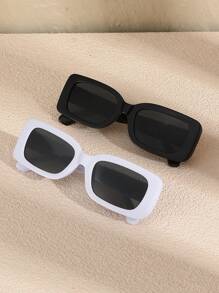 Set de 2/3/5 piezas Gafas de mujer con montura rectangular de plástico, estilo de moda Ins para conducir, acampar, pescar, uso urbano, festivales musicales, accesorios para verano, playa, vacaciones, exterior, viaje, vuelta al colegio, estilo preppy, look escolar