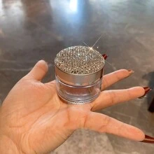 1pc Sparkling Rhinestone Glass Cream Jar Bottle Cosmetic Container Glass Cream Box Refillable Glass Jar For Makeup Lotion Face Make-Up Eye Cream Lipstick - White Rhinestones - View 5