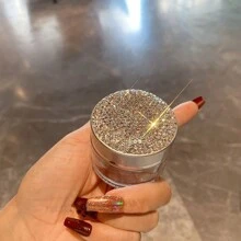 1pc Sparkling Rhinestone Glass Cream Jar Bottle Cosmetic Container Glass Cream Box Refillable Glass Jar For Makeup Lotion Face Make-Up Eye Cream Lipstick - White Rhinestones - View 7
