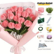 [375pcs]200pcs Pipe Cleaners Craft Supplies With Metal Rods, Hot Melt Sticks, Garden Tape, Gift Card, Flower Core, 1 Tulip Bouquet Tutorial Booklet, DIY Crafts Pipe Cleaner Chenille Stems Kits For Flower Making, Mother's Day Gift, Graduation Wedding Birthday Gift - Bouquet Of Multi-colored Tulips - View 13