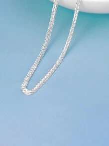 1pc S925 Sterling Silver Minimalist Style Unisex Necklace, Layerable Fashionable Clavicle Chains For Men & Women, Suitable For Daily Casual Wear & Jewellery Gift