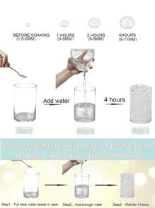16.000 piezas Perlas de gelatina de hidrogel transparente, perlas rellenadoras de florero, bolas de agua para cultivo sin suelo, decoración central de boda, arreglo floral, relleno de florero (transparente) - Multicolor - Ver 7