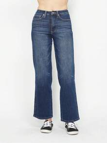 Women's Casual Jeans Vintage Straight High-Waisted Tummy Control Jeans Washed Dark Blue Denim With Full Length Button And Zipper Closure Regular Fit Classic Five Pockets Style For All Seasons Casual Wear - Rửa tối - Xem 1