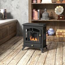 HOMCOM Chimenea de Bioetanol Estufa de Bioetanol de Pie con Tanque de 1,2 L Apagallamas de Acero Inoxidable Tiempo de Combustión 3H para Interiores 20-25 m² 45x28x54 cm Negro - Negro - Ver 1