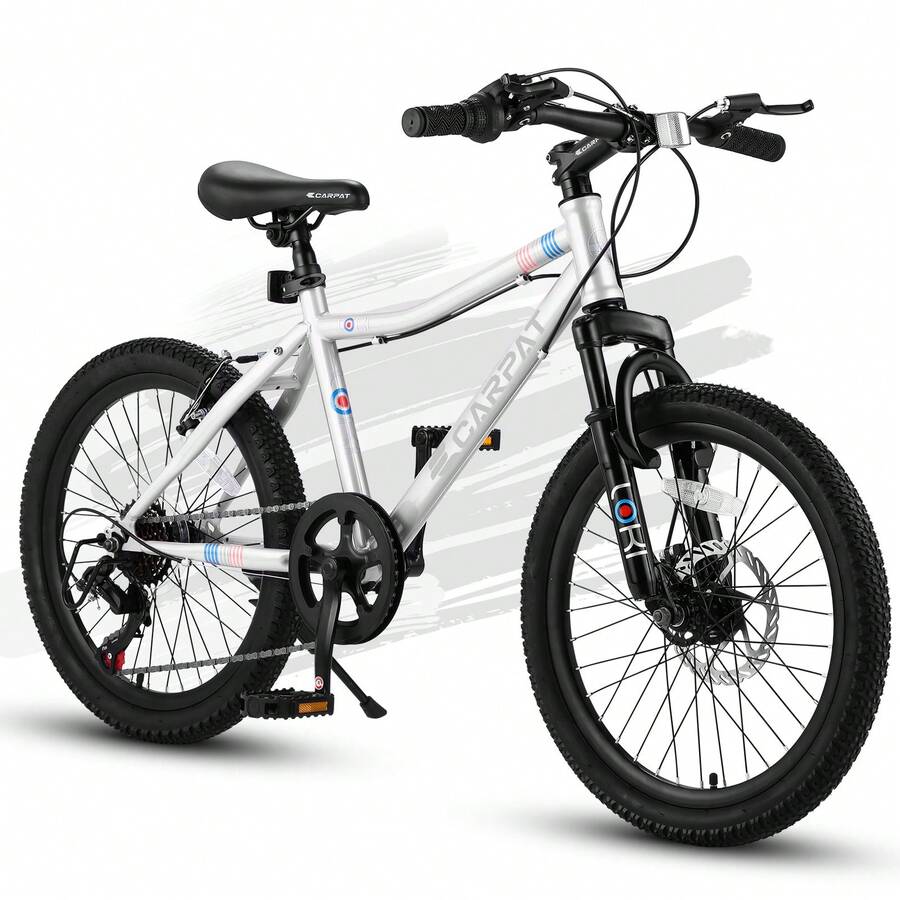20 Inch Kids' Bike, Boys Girls Mountain Bike Ages 8-12, 7 Speed Teenager Children Kids' Bicycles, Front Suspension Disc Brake Rear V-Brake, High Steel Frame - 白色 - 查看 1