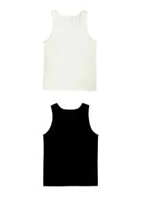 Kit With 2 Assorted Plus Size Men's Tank Tops 100% Polyester - Đen và trắng - Xem 4