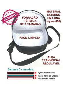 Lancheira / Frasqueira / Bolsa térmica verical 24 cm com alça transversal regulável