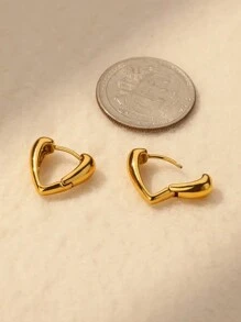 1對不銹鋼心形圓耳環