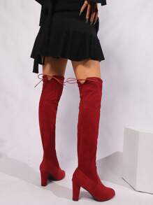2024 New Autumn/Winter Plus Size Women Tall Boots, Over The Knee Long Boots, Slimming Chunky High Heel Women Boots