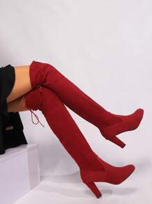 2024 New Autumn/Winter Plus Size Women Tall Boots, Over The Knee Long Boots, Slimming Chunky High Heel Women Boots