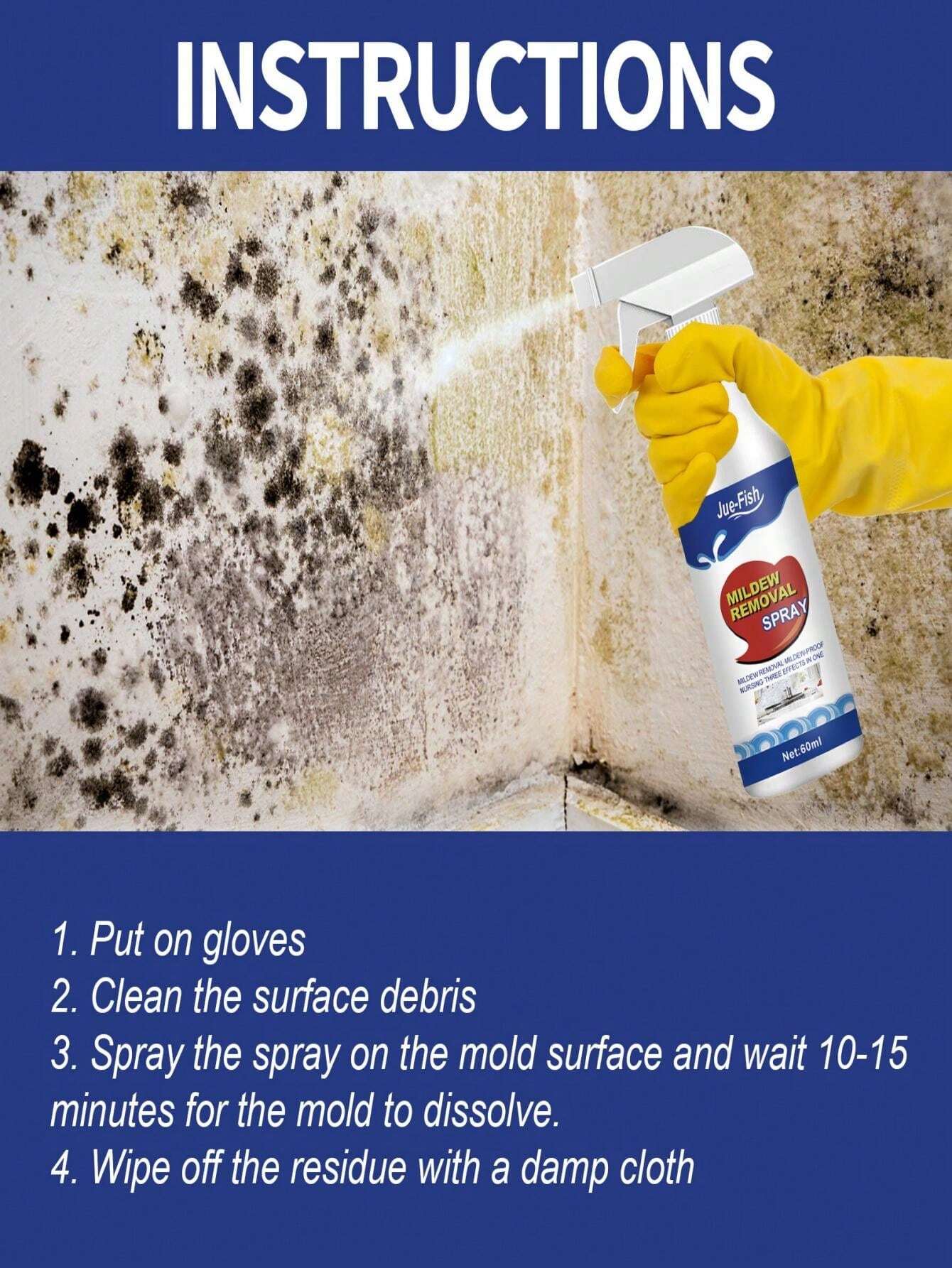 MultiFunction Mold Remover Spray, Cleaning Bathroom Tiles, Walls