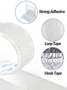 Hook And Loop Double-Sided Tape, Self-Adhesive Hook-And-Loop, For Window Fixation, Photo Frame, Mosquito Net, Carpet, Car Strong Adhesive - White - View 2