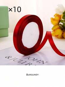 1pc (10 cuộn) Ruy băng trang trí rộng 1cm cho hoa, hộp đựng bánh, Giáng sinh, nơ, Ruy băng satin - Nhiều màu - Xem 32