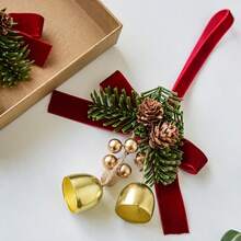 1pc Christmas Bell Bow Pine Cone Decoration Pendant, Christmas Tree Holiday Ornament Best Gifts Birthday Home Decor Christmas Decorations Room Decor Winter