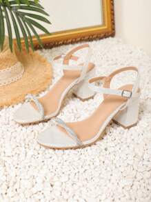 Giày cao gót đính đá thời trang Châu Âu và Mỹ, Mùa hè - Màu be - Xem 4