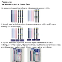 可爱的自动铅笔套装，6 种颜色的铅笔 0.5 毫米和 0.7 毫米，6 支自动铅笔，带 72 支 HB 铅笔替换芯，替换芯，美观的自动铅笔适合书写，粉彩自动铅笔，带舒适握把和橡皮擦，可用于书写、绘图、素描、制图、学校办公用品、文具、回到办公室、女孩写作 - 彩色 - 查看 4