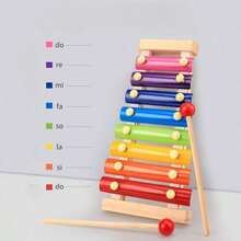 Premium 8-Note Wooden Hand Knocking Xylophone, Small Music Instrument, Student Educational Toy For Boys & Girls, Octave Scale, Earthy Tones, Scratch-Resistant, Includes Wooden Mallets - Suitable For School, Bedroom, Living Room - Color - View 7