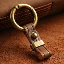 ZTELLHIM 1pc Leather Car Keychain For Men Vintage Waist Car Key Chain Belt Loop Key Holder Clip Keyring Gift - Multicolor - View 1
