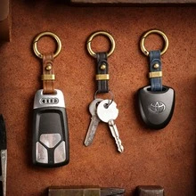 ZTELLHIM 1pc Leather Car Keychain For Men Vintage Waist Car Key Chain Belt Loop Key Holder Clip Keyring Gift - Multicolor - View 6