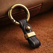ZTELLHIM 1pc Leather Car Keychain For Men Vintage Waist Car Key Chain Belt Loop Key Holder Clip Keyring Gift - Multicolor - View 3