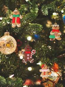 12 件 - 圣诞树姜饼人饰品、什锦塑料姜饼小雕像饰品、圣诞树挂饰、家居圣诞装饰 2024 圣诞礼物 2025 新年，圣诞节 - 彩色 - 查看 2