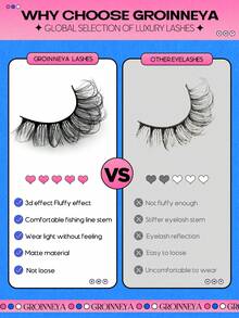 GROINNEYA 11 Pairs Manga Lashes Faux Mink Eyelashes Cat Eye Lashes Anime False Eyelashes Natural Look Fluffy Wispy Eyelash Extension Makeup Tools - màu đen - Xem 6
