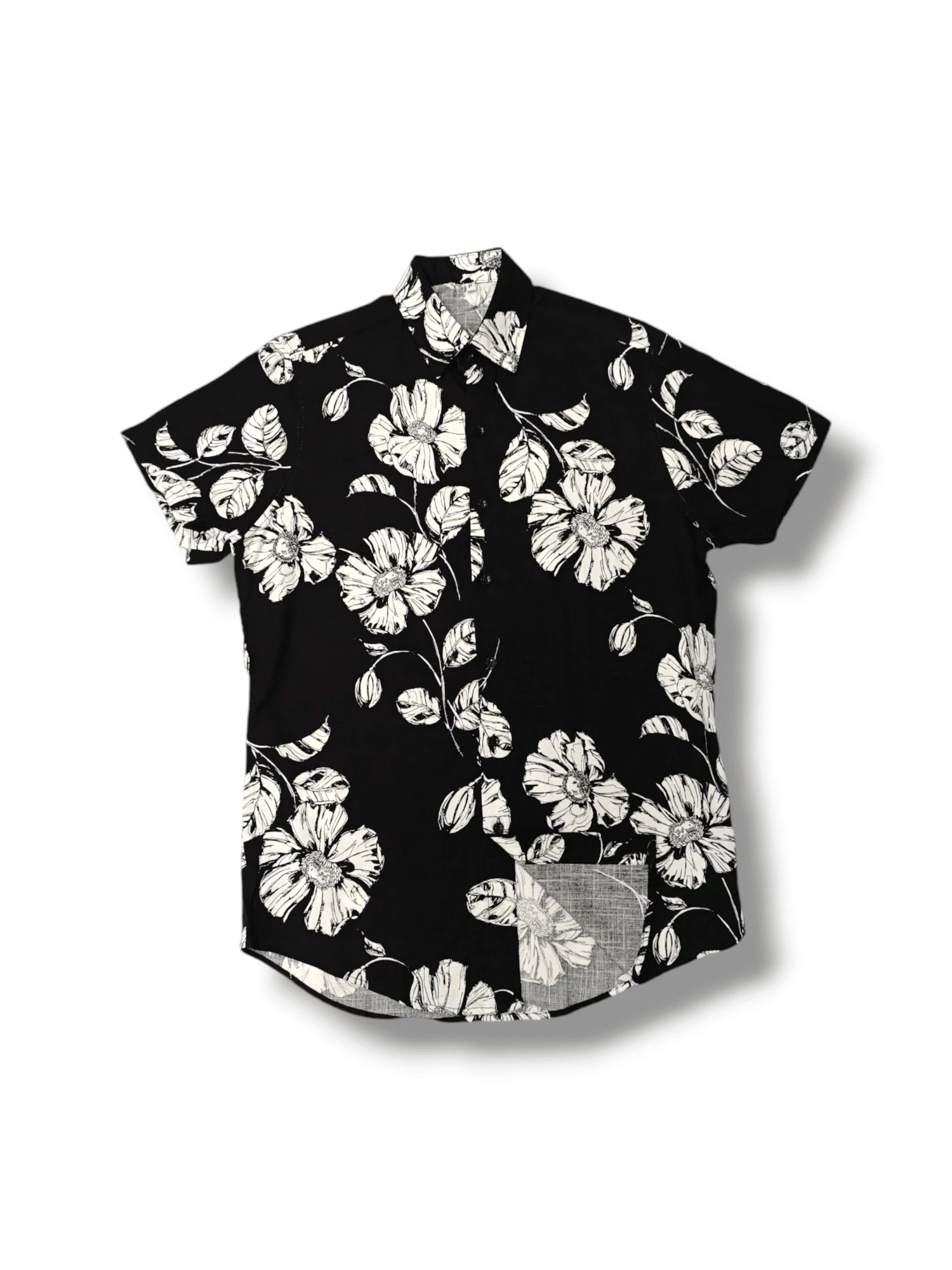 Viscolinho Shirt With FLOR ART Print, Summer Short Sleeves, Soft And Fresh Fabric - 黑色 - 查看 1