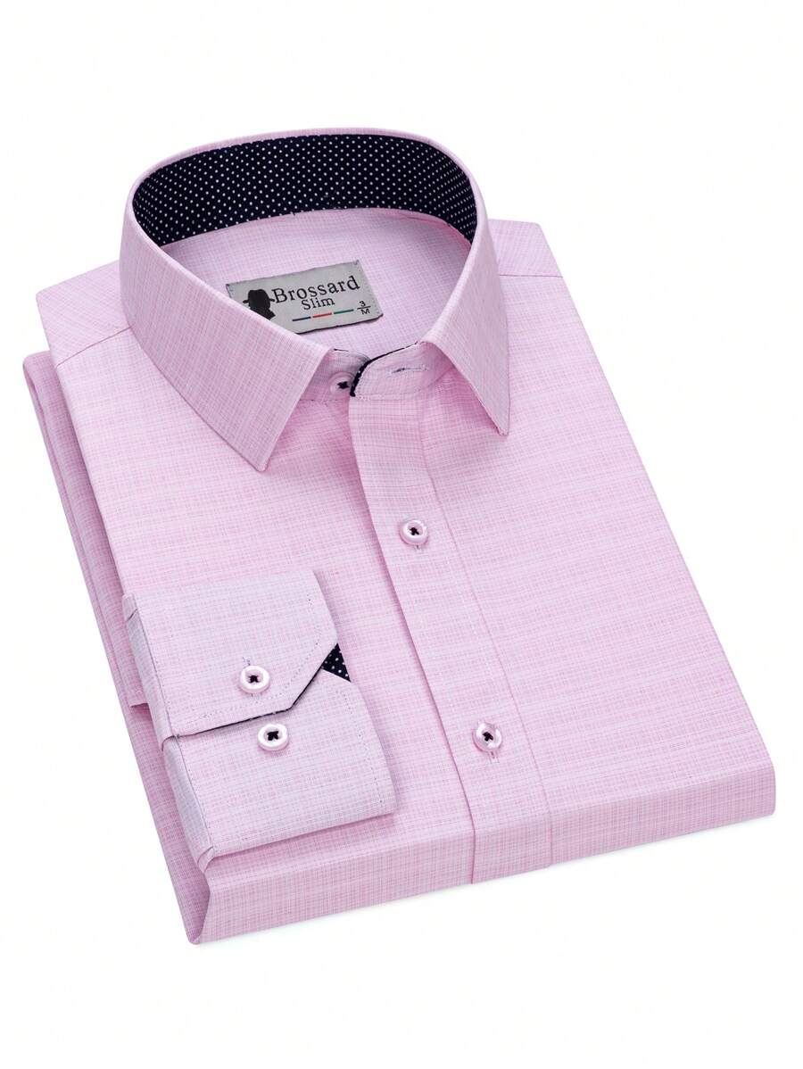 Men's Standout Dress Shirt – Elegance And Comfort In Every Detail 45% Polyester 35% Cotton 20% Viscose - 淺粉色 - 查看 1