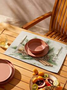 1pc Christmas Candle & Pine Cone Table Runner, Christmas Home Decor Table Runner, Indoor Outdoor Party Supplies, Room Decoration. Suitable For Christmas Home Kitchen Decor And Christmas Event Party Decoration - Multicolor - View 9