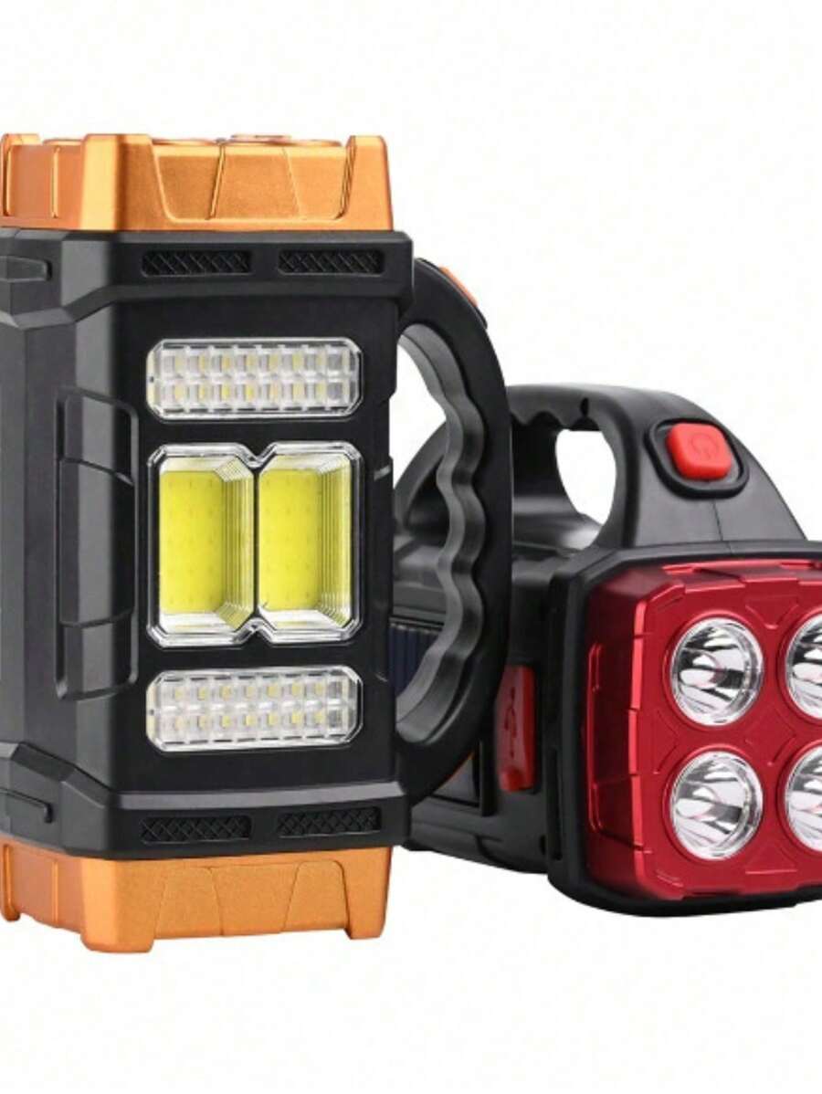 Super Powerful Led Spotlight Flashlight Rechargeable Usb Solar Power Bank Waterproof - 2 ĐƠN VỊ - Xem 1
