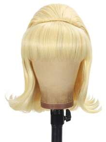 Ultimate Retro Chic 14-Inch Black Wig With Bangs | Heat-Resistant Synthetic Hair For Themed Parties And Halloween