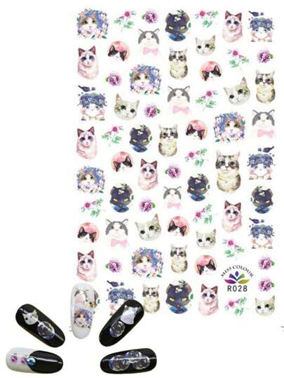 1pc Cat Print Nail Art/Planner/Phone Case Decorative Stickers Nails
