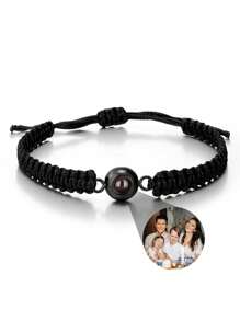 1 Stück personalisierte Foto-Projektions-Armband, rundes Projektions-Foto-Armband, buntes geflochtenes Projektions-Armband, geschlechtsneutrales Design, geeignet für Männer, Frauen, Paar, Familie, Freunde und Haustiere. Weihnachten, Halloween, Muttertag, Vatertag, Valentinstag und Geburtstagsgeschenk