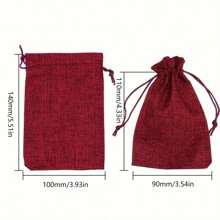 50 peças de sacos de estopa de 4" x 5,5" com cordões, sacos de juta vinho tinto, sacos de linho, sacos de pano de linho grosso, pequenos sacos de presente, adequados para joias, faça você mesmo, artesanato, casamento, festa, Natal