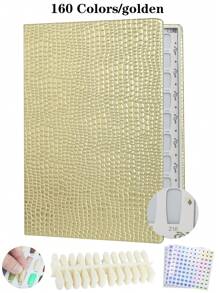 308/216/160/120 Marble Texture Professional Nail Art Display Book, DIY Nail Polish Color Chart Display Board, Includes Fake Nails Tools And Numbered Stickers, Premium Texture - Multicolor - View 17
