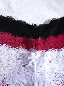 3 件套纯色蝴蝶结蕾丝装饰时髦内裤，性感浪漫女式设计 - 彩色 - 查看 5