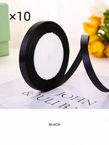 1pc (10 cuộn) Ruy băng trang trí rộng 1cm cho hoa, hộp đựng bánh, Giáng sinh, nơ, Ruy băng satin - Nhiều màu - Xem 39